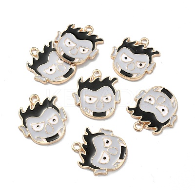 Halloween Light Gold Tone Alloy Enamel Pendants ENAM-P247-10KCG-1