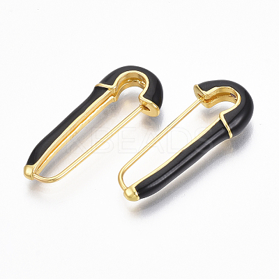 Brass Enamel Safety Pins Earrings JEWB-R015-01A-NF-1