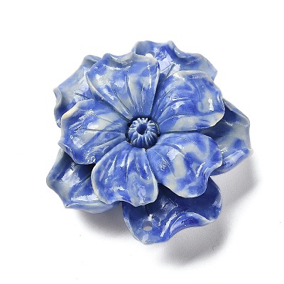 Synthetic Shell Dyed Carved Flower Connector Charms SHEL-D081-01B-1