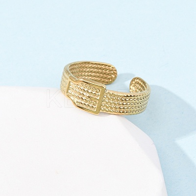 304 Stainless Steel Open Cuff Rings for Women RJEW-K309-17G-1