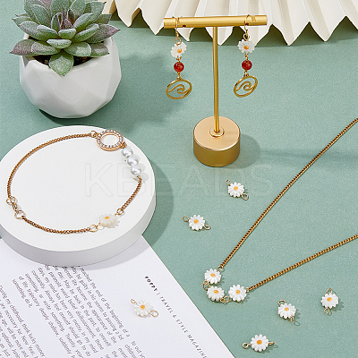 12Pcs Natural Freshwater Shell Flower Connector Charms PALLOY-HS00006-1