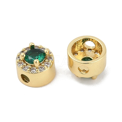 Rack Plating Brass Micro Pave Cubic Zirconia Flat Round Beads LS-KK-C007-13G-05-1