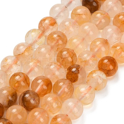 Natural Yellow Hematoid Quartz/Golden Healer Quartz Beads Strands G-F820-K03-8mm-1