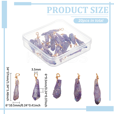 20Pcs Electroplated Natural Quartz Crystal Dyed Pendants FIND-FG0003-29-1