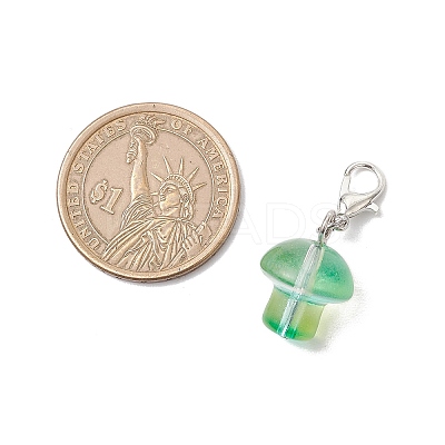 Handmade Lampwork Mushroom Pendant Decorations HJEW-JM03390-1