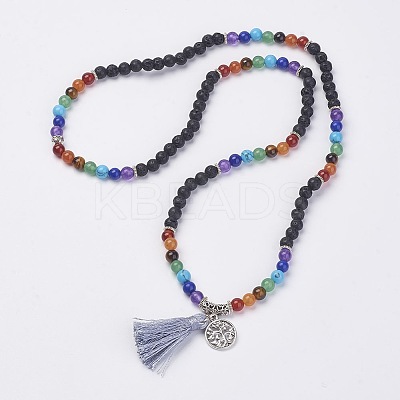 Natural Gemstone Beads Necklaces LS-NJEW-F147-A01-1