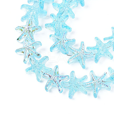 Baking Paint Electroplate Transparent Glass Beads Strands EGLA-N017-07-A02-1