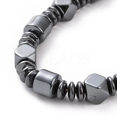 Disc & Column & Polygon Synthetic Hematite Beaded Necklace with Magnetic Clasp for Men Women G-C006-03-1