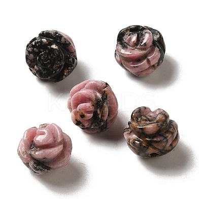 Natural Rhodonite Carved Flower Scattered Beads G-O156-B-26-1