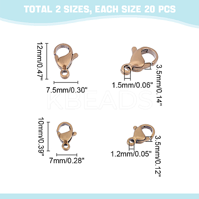 40Pcs 2 Styles Tibetan Style 304 Stainless Steel Lobster Claw Clasps STAS-UN0040-78-1