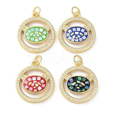 Brass Micro Pave Clear Cubic Zirconia Pendants KK-C045-17G-1