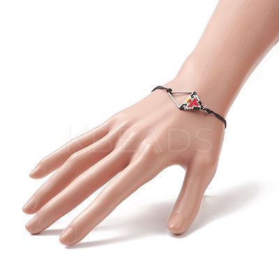 Glass Seed Braided Triangle Braided Bead Bracelet BJEW-MZ00026-01-1