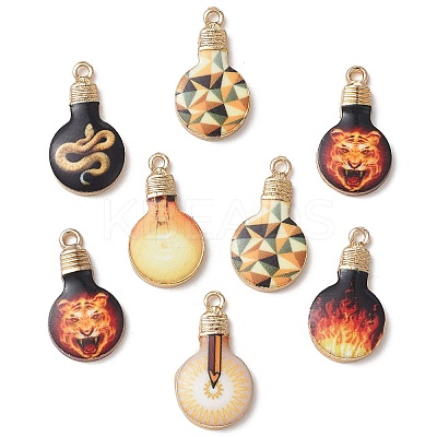30Pcs 6 Styles Printed Alloy Enamel Pendants ENAM-CJ0005-11-1