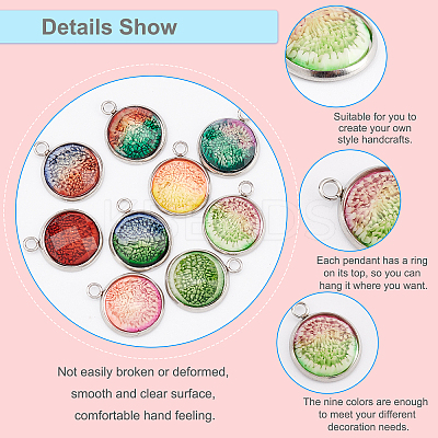 36Pcs 9 Colors Printed Resin Pendants FIND-DC0001-22-1
