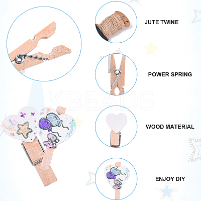 100Pcs 2 Styles Spray Painted Wooden Craft Pegs Clips DIY-YW0017-36-1
