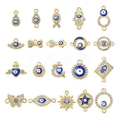 20Pcs 20 Styles Evil Eye Alloy Enamel & Rhinestone Pendants and Connector Charms Findings Kits ENAM-YW0005-60-1