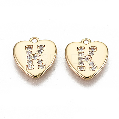 Brass Micro Pave Clear Cubic Zirconia Charms KK-N231-234K-NF-1