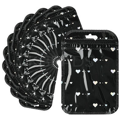 50Pcs Rectangle Glitter Holographic Plastic Yin-yang Zip Top Gift Bags OPP-YW0001-09B-1