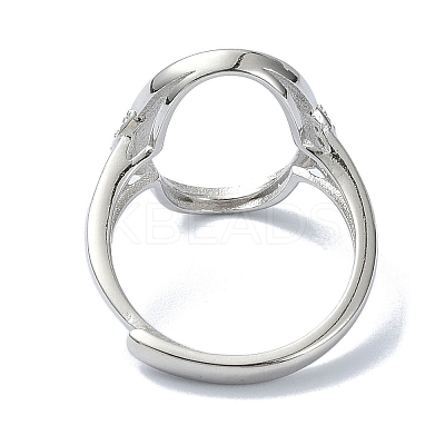 Adjustable 925 Sterling Silver Open Bezel Ring Settings STER-K179-17P-1