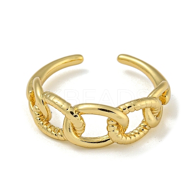 Curb Chain Shape Brass Open Cuff Rings for Women RJEW-Z050-09G-1