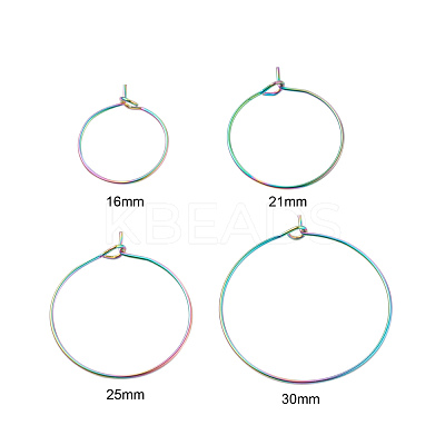 24Pcs 4 Size Ion Plating(IP) 316L Surgical Stainless Steel Hoop Earring Findings STAS-ZZ0001-03M-1