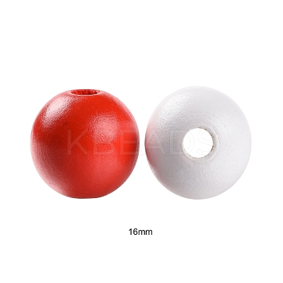 160 Pcs 4 Colors 4 July American Independence Day Painted Natural Wood Round Beads WOOD-LS0001-01C-1
