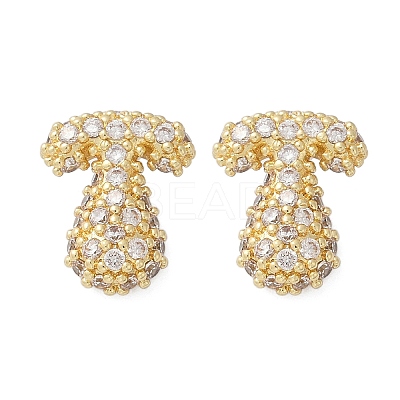 Brass Micro Pave Cubic Zirconia Stud Earrings EJEW-Z091-04G-T-1