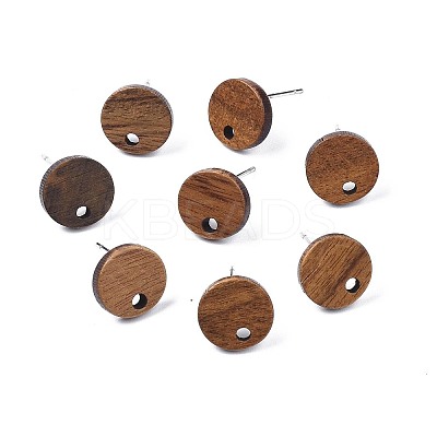 Walnut Wood Stud Earring Findings LS-X-MAK-N033-008A-1