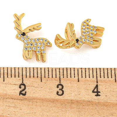 Christmas Theme Brass Clear Cubic Zirconia Pendants KK-N254-29G-1