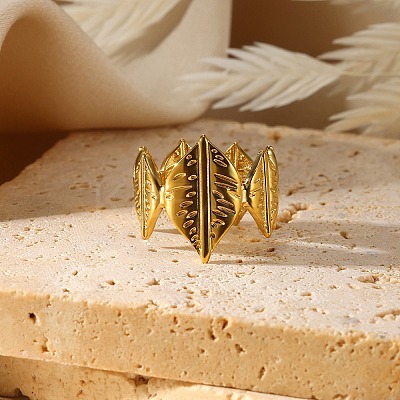 304 Stainless Steel Open Cuff Rings for Women LS-RJEW-U060-01H-G-1