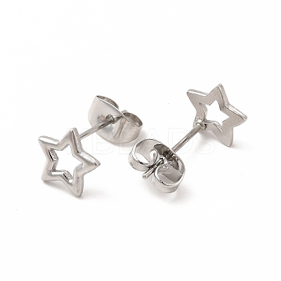 Non-Tarnish 304 Stainless Steel Hollow Out Star Stud Earrings for Women EJEW-C004-05P-1