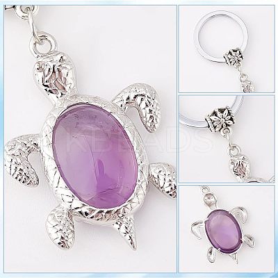 3Pcs 3 Style Natural & Synthetic Stone Keychain KEYC-OC0001-22-1
