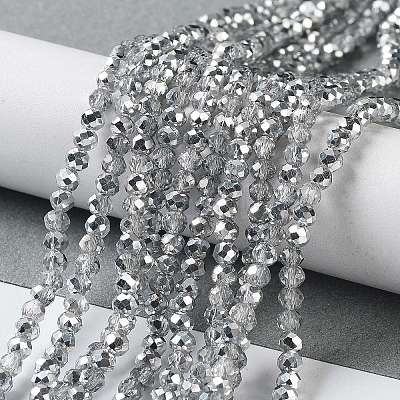 Half Plated Faceted Rondelle Glass Bead Strands EGLA-S095-3mm-03-1