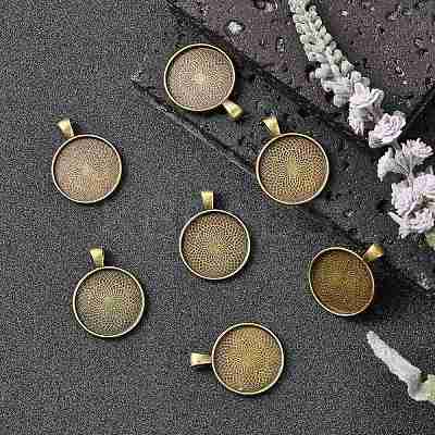 Tibetan Style Alloy Pendant Cabochon Settings X-TIBEP-Q045-048AB-NR-1