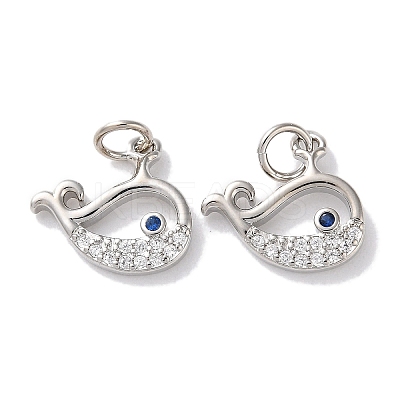 Rack Plating Brass Micro Pave Clear Cubic Zirconia Pendants KK-Z039-19P-1