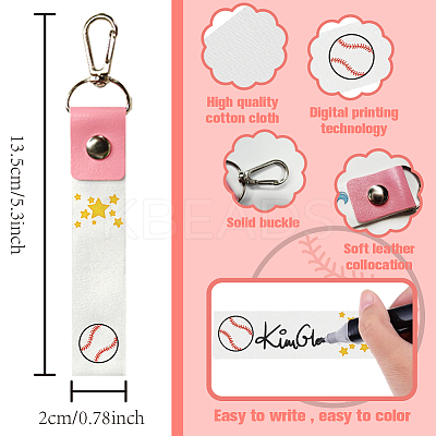 PU Leather & Cotton Name Marker Keychain AJEW-WH0514-003-1