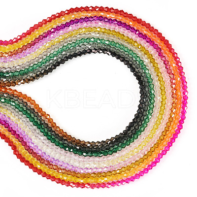 9 Strands 9 Colors Gradient Color Baking Paint Glass Bead Strands DGLA-TA0001-36-1