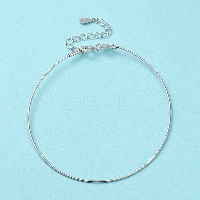 Anti-Tarnish Rhodium Plated 925 Sterling Silver Bangles BJEW-G681-01A-P-1