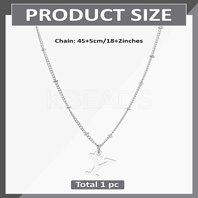 1Pc Brass Chain & 304 Stainless Steel Letter Pendant Necklaces NJEW-LP0001-35Y-P-1