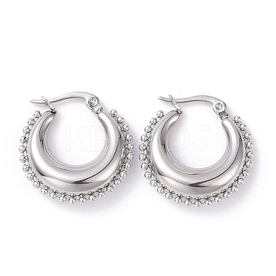 Non-Tarnish 304 Stainless Steel Crescent Moon Hoop Earrings for Women EJEW-G298-08P-1