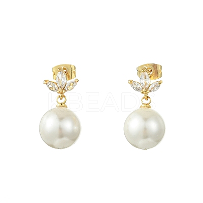 Brass Micro Pave Cubic Zirconia Stud Dangle Earrings for Women EJEW-JE07280-01-1