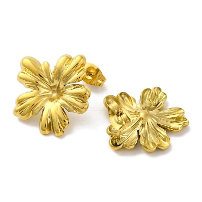 Ion Plating(IP) 304 Stainless Steel Flower Stud Earrings EJEW-D281-12G-1