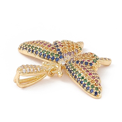 Brass Micro Pave Cubic Zirconia Pendants KK-E005-14G-02-1