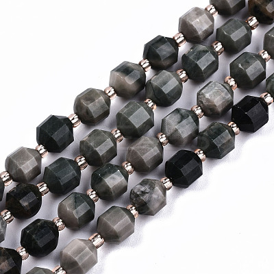 Natural Green Wood Lace Stone Wooden Jasper Beads Strands G-S362-054A-1