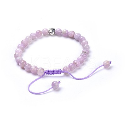 Natural Kunzite Braided Bead Bracelets BJEW-JB04243-01-1