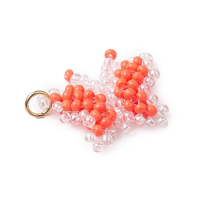 Glass Seed Beaded Butterfly Pendants PALLOY-MZ00473-1