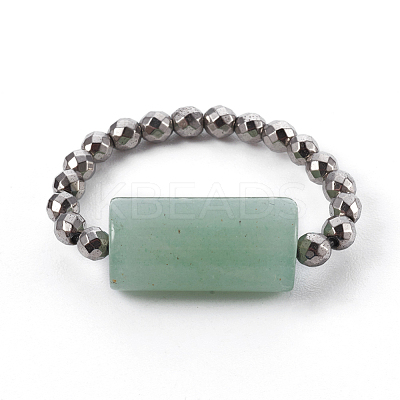 Natural Mixed Gemstone Stretch Rings RJEW-JR00232-1