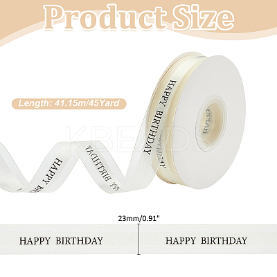Happy Birthday Polyester Ribbons SRIB-WH0011-341A-1