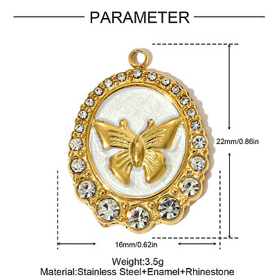 304 Stainless Steel Enamel Pendants STAS-OY005-39G-1