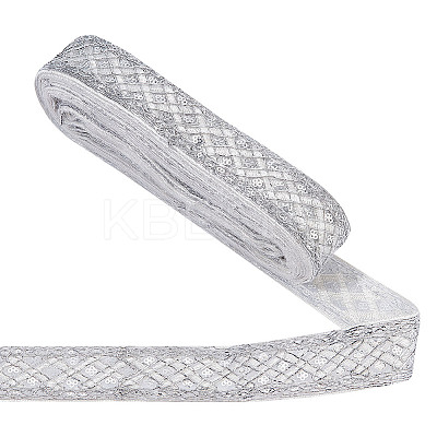 Polyester Rhombus Embroidery Lace Trim OCOR-WH0090-83B-1